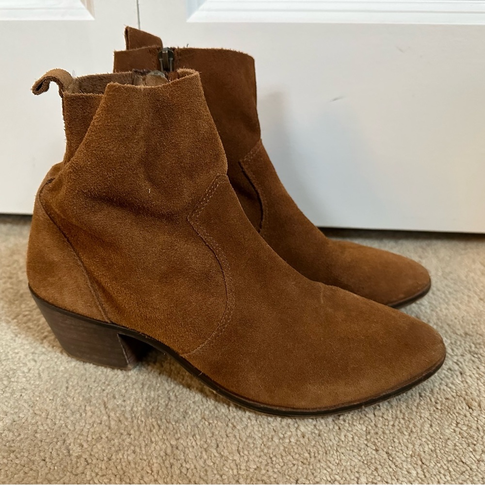 Brown leather & suede women's 8.5 shortie boots